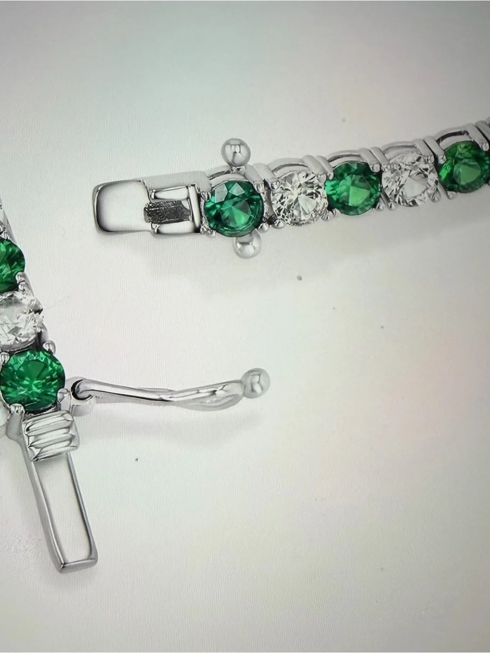 Lab Created Emerald and White Sapphire Tennis Bracelet - Women Jewelry Sterling